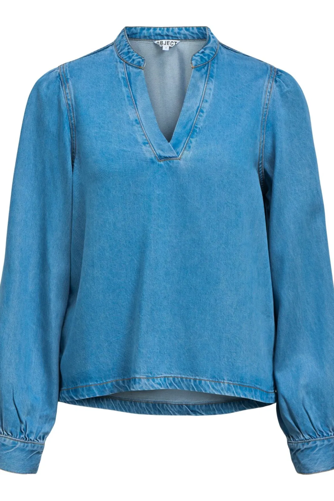 Frame V-Neck Re Denim Top - Light Blue Denim