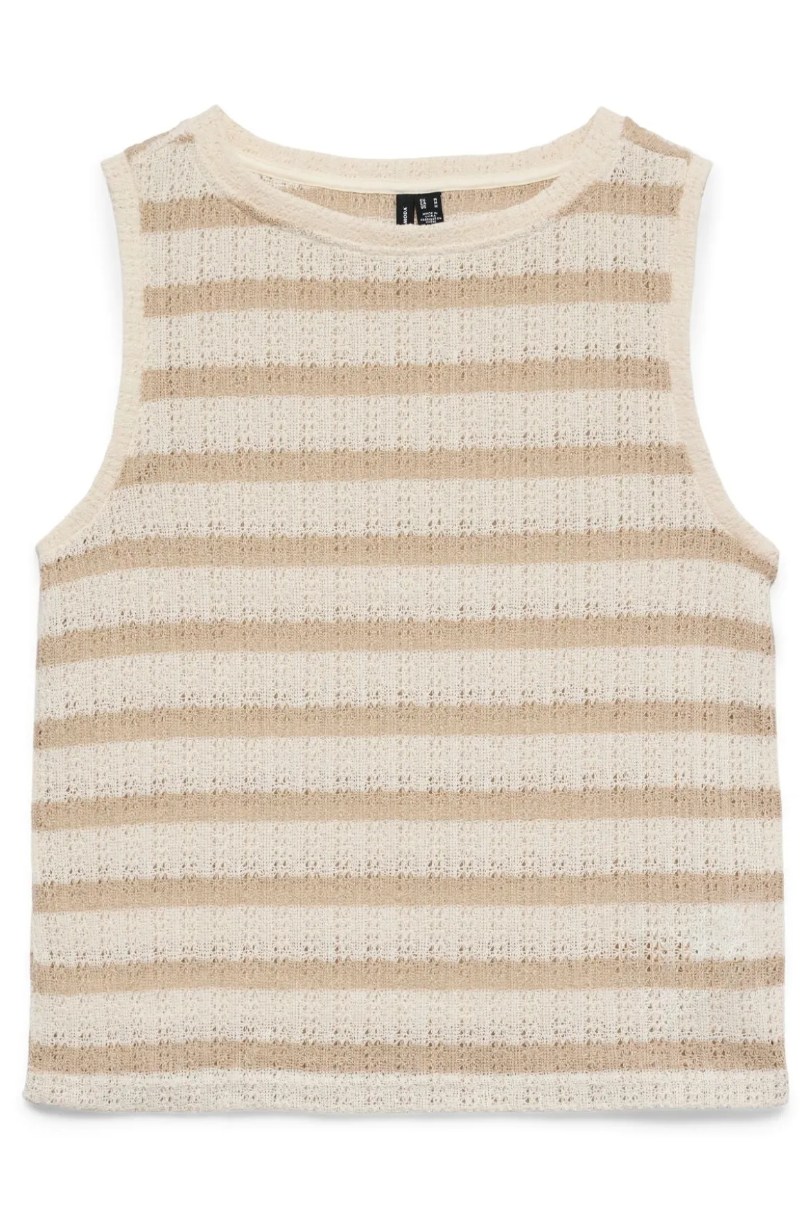 Freja Kortærmet Top - Stribet - Birch - Doeskin