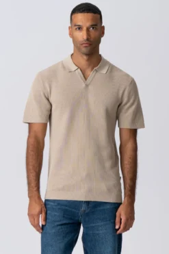 George Strikket Polo - Beige