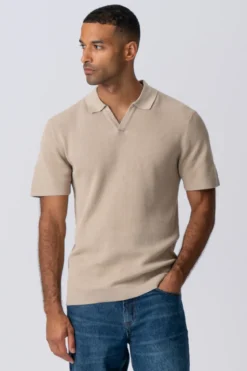 George Strikket Polo - Beige