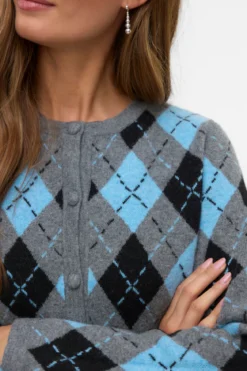Giorgia O-Neck Cardigan - Medium Grå Melange