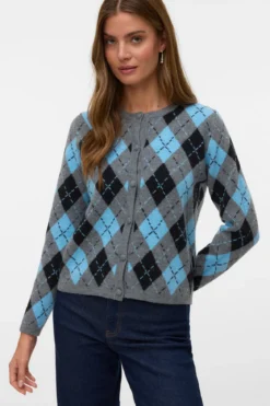 Giorgia O-Neck Cardigan - Medium Grå Melange