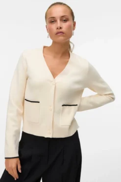 Gold V-hals Kontrast Cardigan - Birch M. Sort
