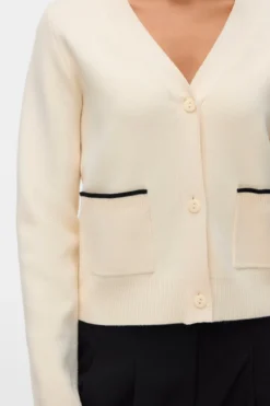 Gold V-hals Kontrast Cardigan - Birch M. Sort