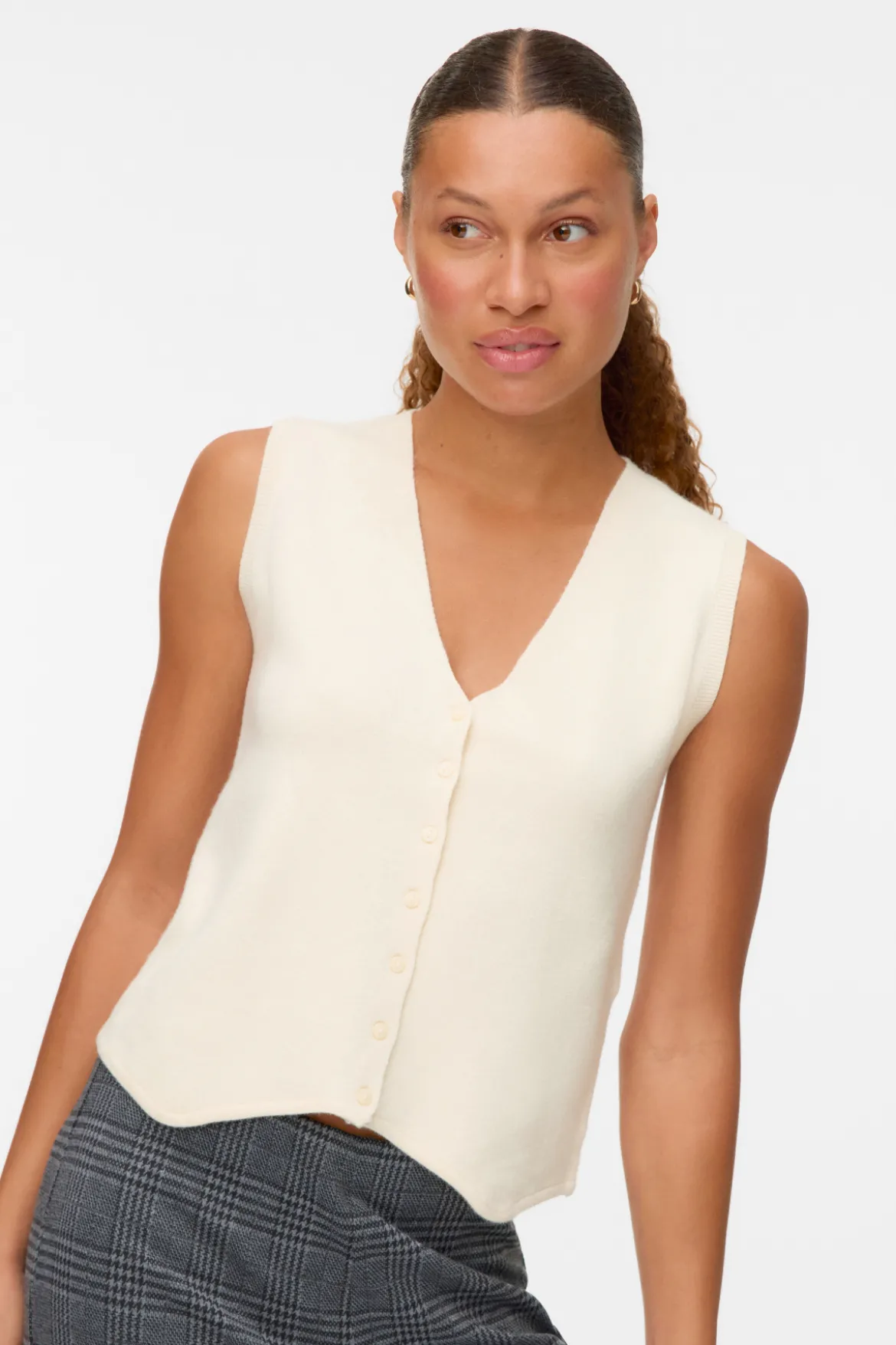 Gold V-Hals Vest - Birke