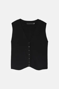 Gold V-Neck Vest - Sort