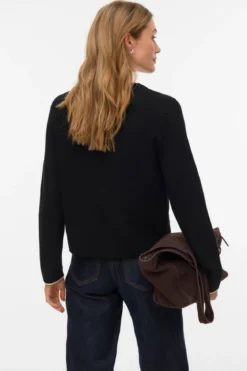 Guld V-hals Kontrast Cardigan - Sort m. Birch