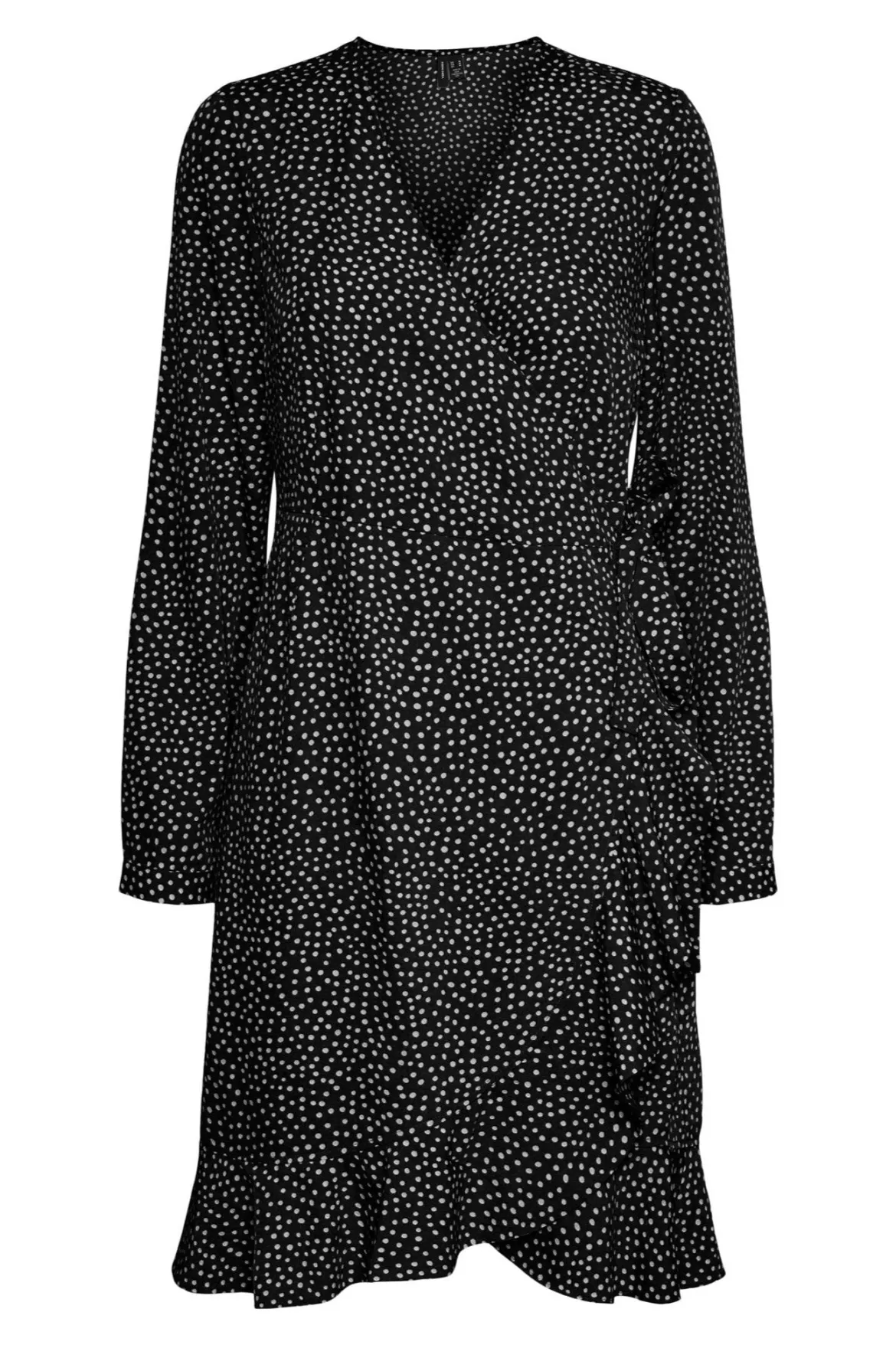 Henna Wrap Frill Kjole - Black/Snow White