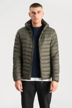 Hooded Let Puffer Jakke - Oliven