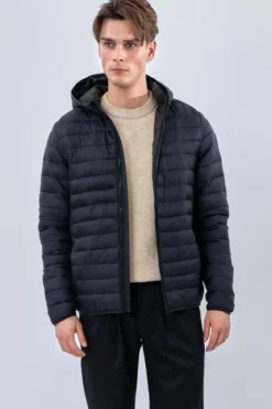 Hooded Let Puffer Jakke - Sort