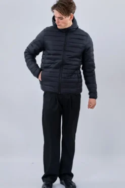 Hooded Let Puffer Jakke - Sort