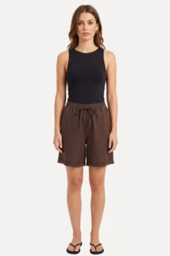 Hør Shorts - Brun