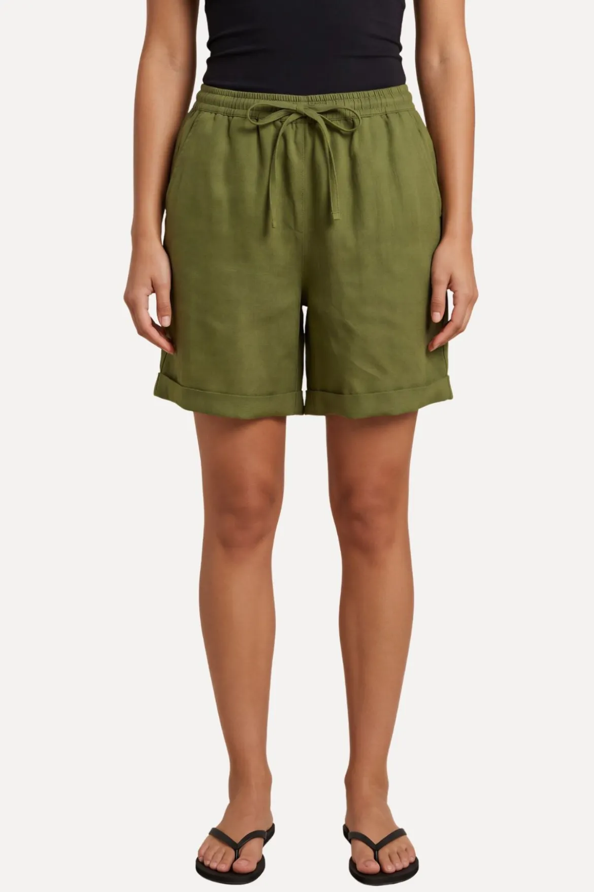 Hør Shorts - Olive