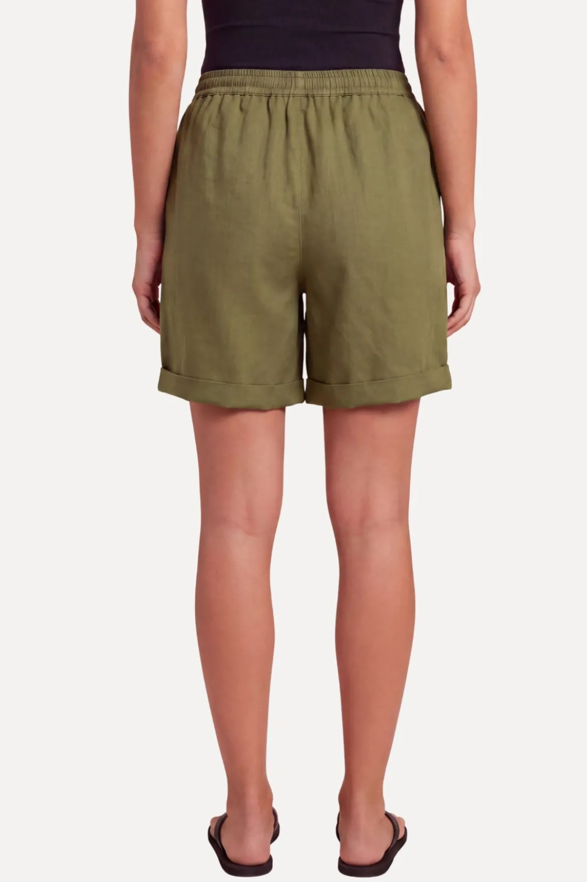 Hør Shorts - Olive