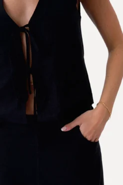 Hør Vest - Sort
