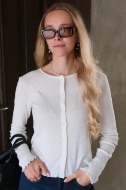 Isa O-Neck Cardigan - Snow White