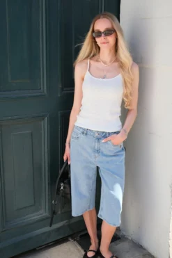 Isra Bermuda Shorts - Medium Blue Denim