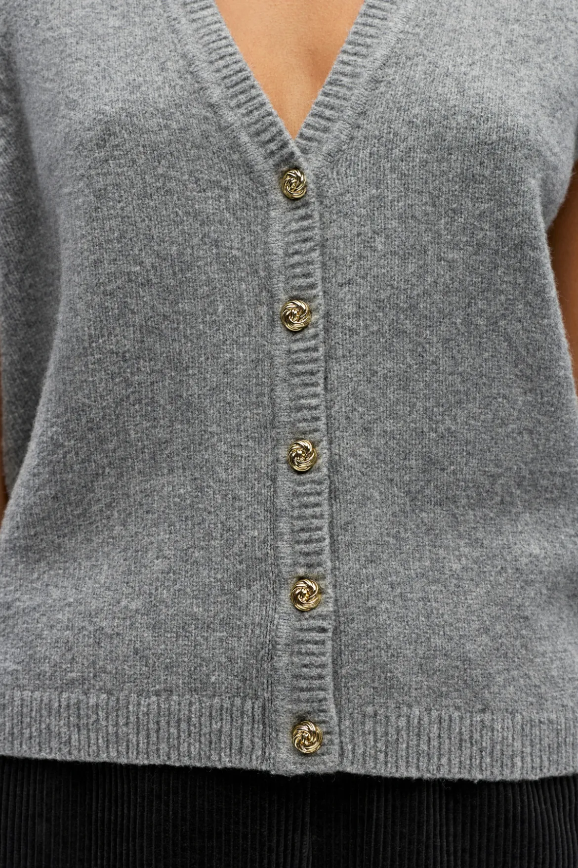Ivona S/L Knit Vest - Medium Grey Melange