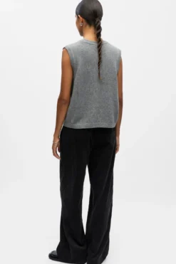 Ivona S/L Knit Vest - Medium Grey Melange