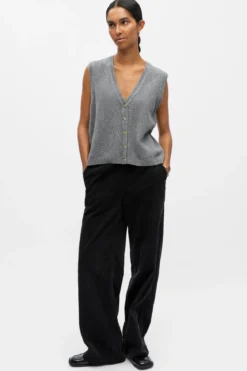 Ivona S/L Knit Vest - Medium Grey Melange