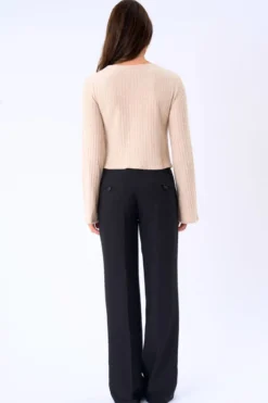 Ivy Tie Blouse Knit - Beige