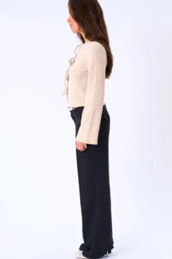 Ivy Tie Blouse Knit - Beige