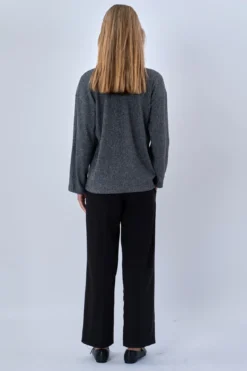 Ivy Tie Blouse Knit - Grå