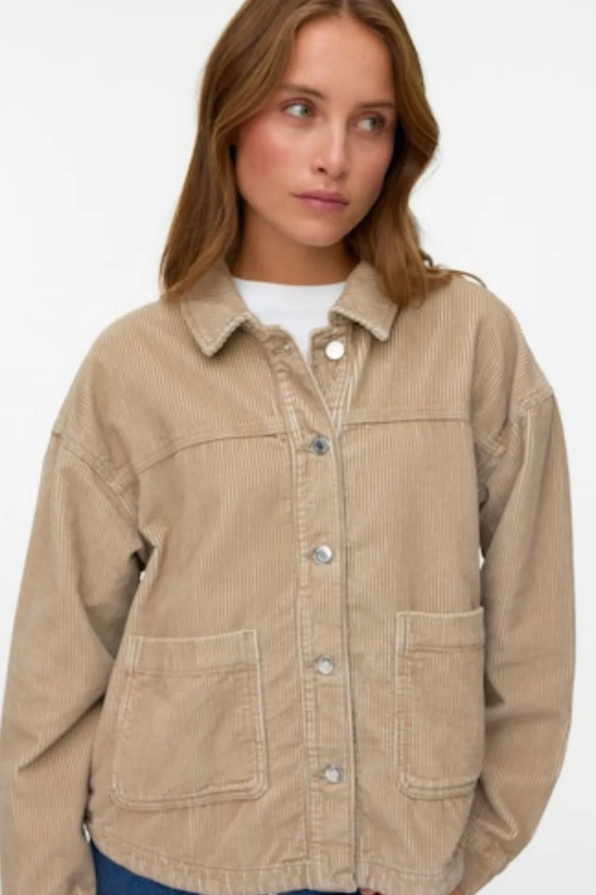Jamie Corduroy Shacket - Silver Mink