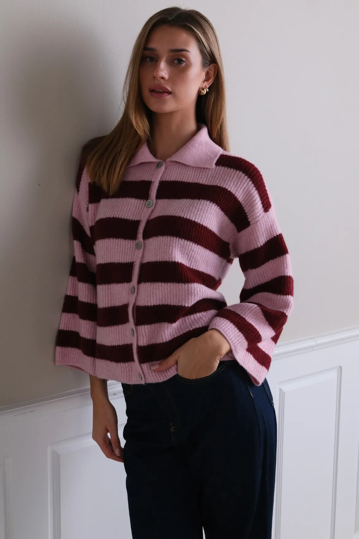 Josie Polo Strik - Lyserød/Vinrød