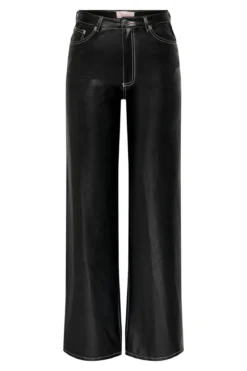 Juicy Wide Faux Leather Bukser - Sort