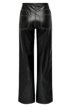 Juicy Wide Faux Leather Bukser - Sort