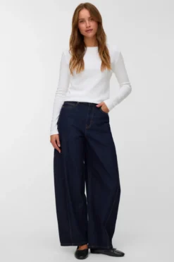 Kaitlin Wide Barrel Jeans - Mørkeblå Denim