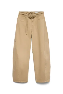 Kaitlin Wide Colored Barrel Jeans - Kelp