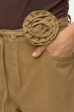 Kaitlin Wide Colored Barrel Jeans - Kelp