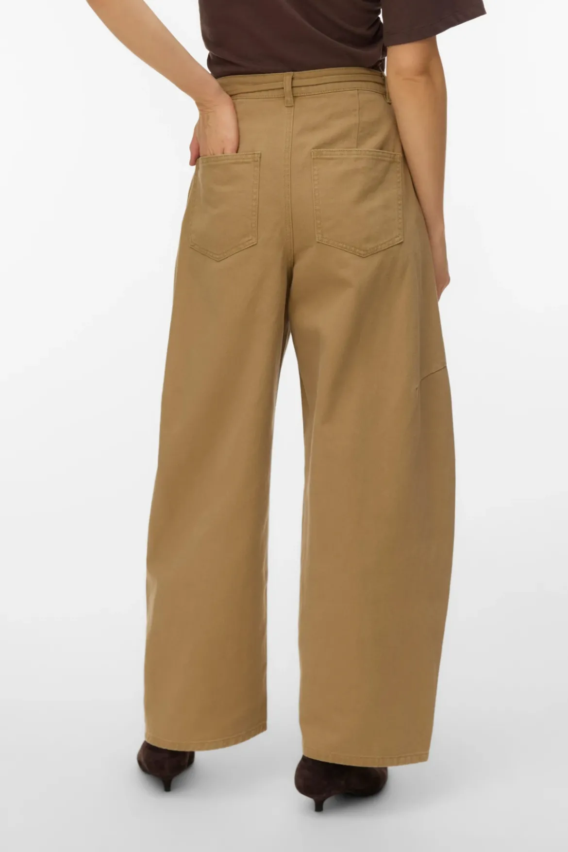 Kaitlin Wide Colored Barrel Jeans - Kelp