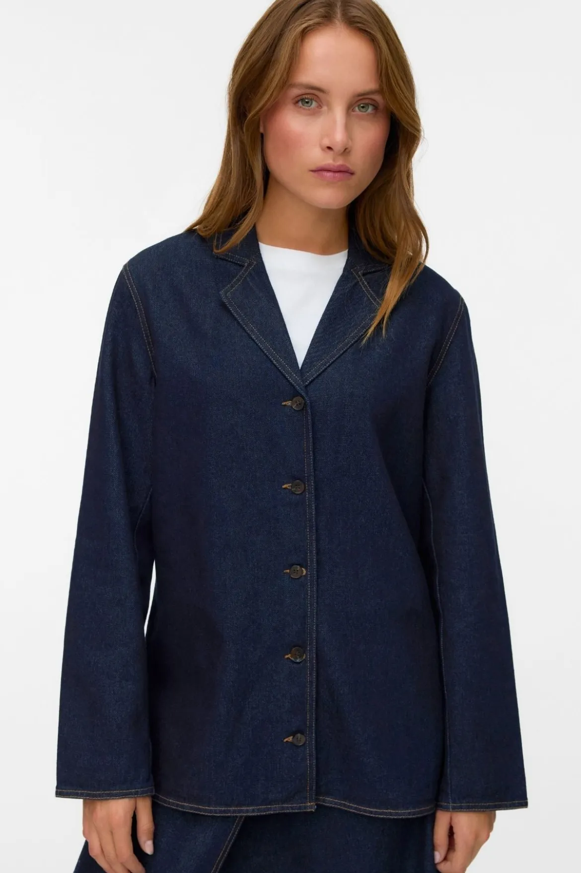 Kanika Denim Blazer Skjorte - Mørkeblå Denim