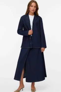 Kanika Denim Blazer Skjorte - Mørkeblå Denim