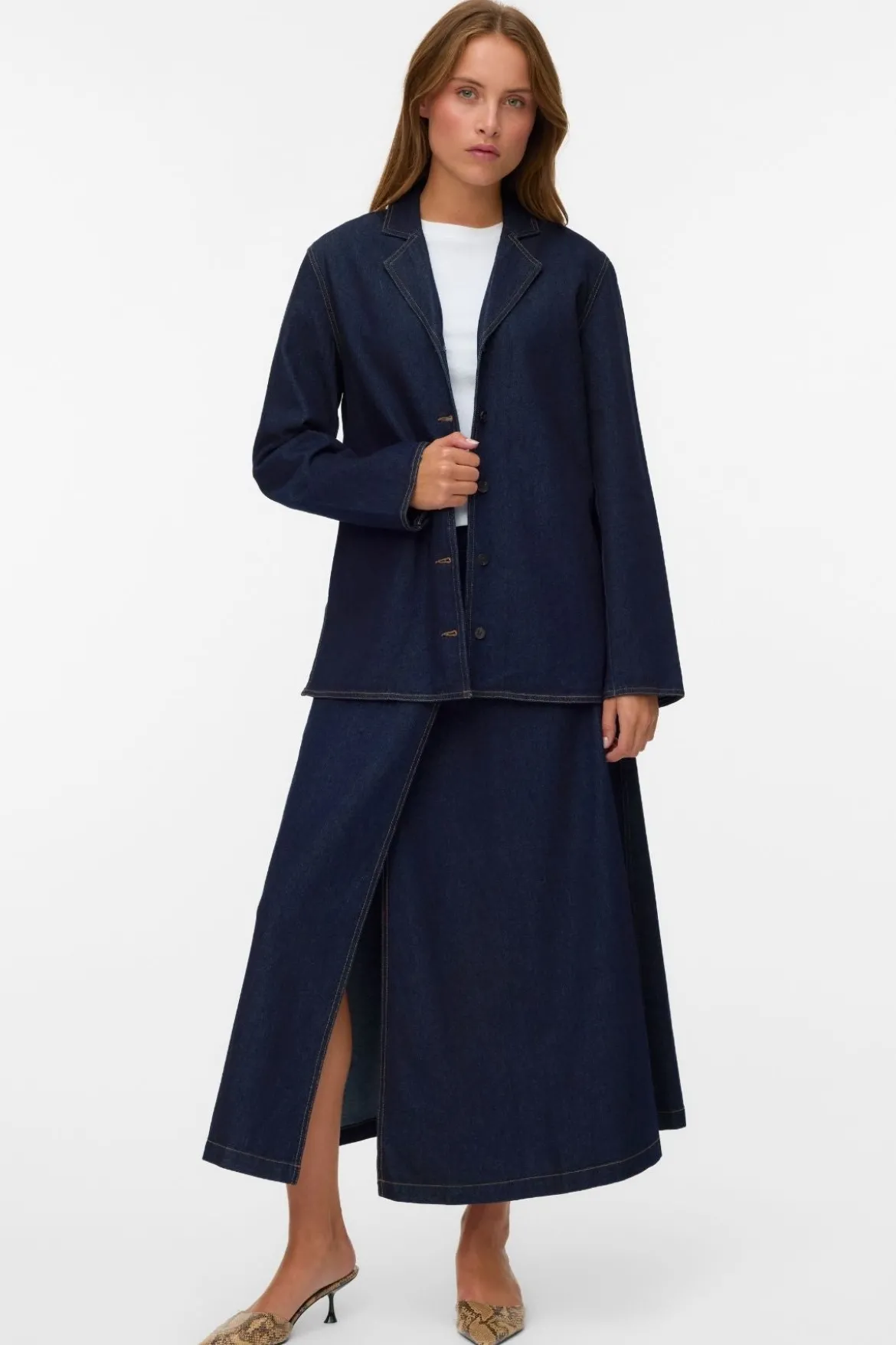Kanika Denim Blazer Skjorte - Mørkeblå Denim