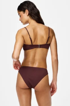 Kaya Seersucker Bikini Top - Deep Mahogany