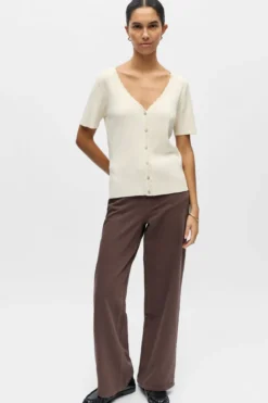 Kelly Re V-hals Cardigan - Birch - TEESHOPPEN