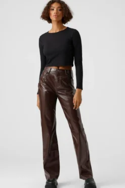 Kithy Loose Glossy Bukser - Coffee Bean