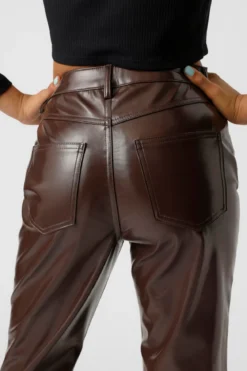 Kithy Loose Glossy Bukser - Coffee Bean