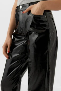 Kithy Loose Glossy Bukser - Sort
