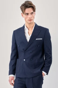 Klassisk Blazer - Navy Nålestribet