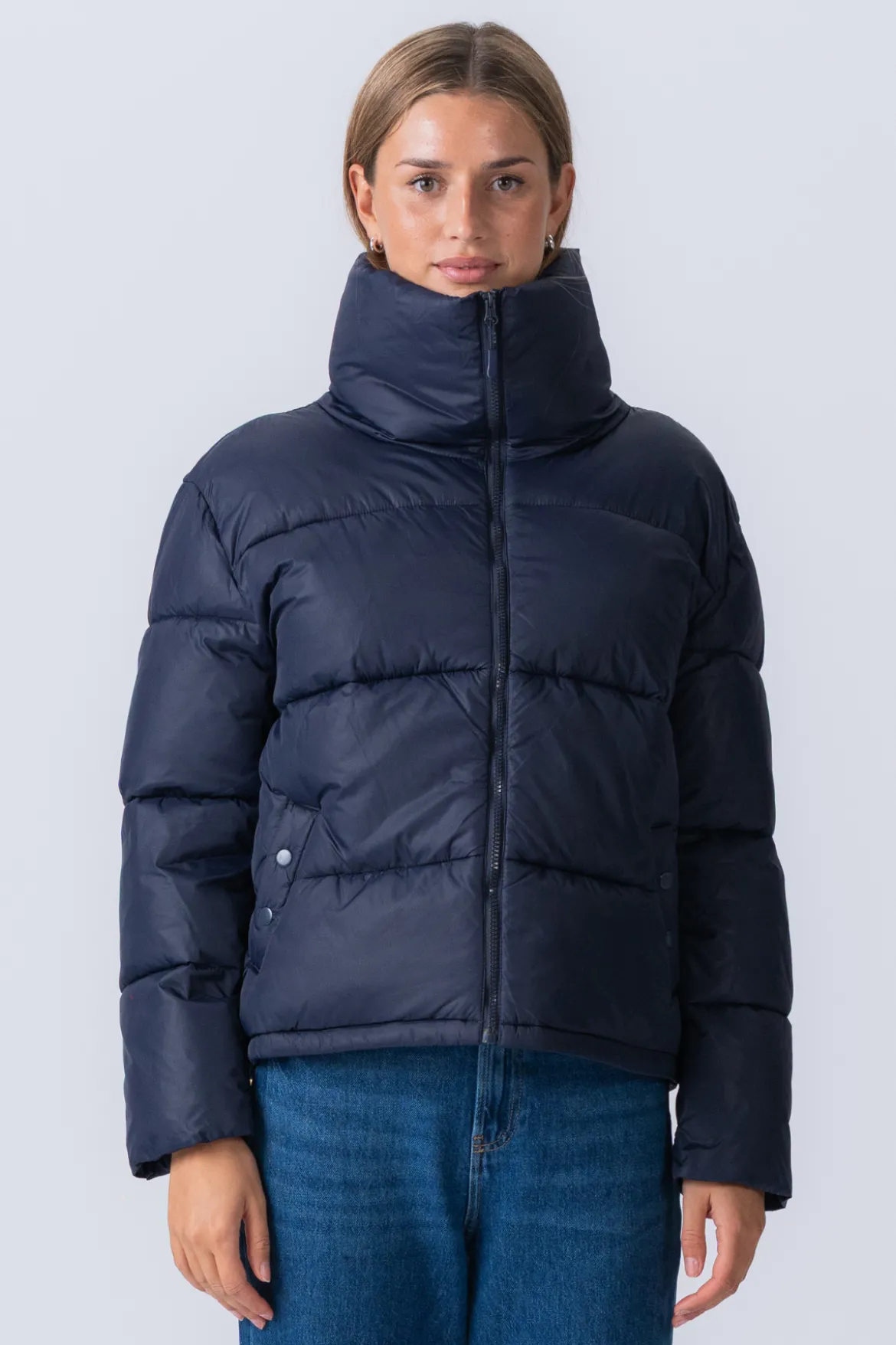 Kort Puffer Jakke - Navy