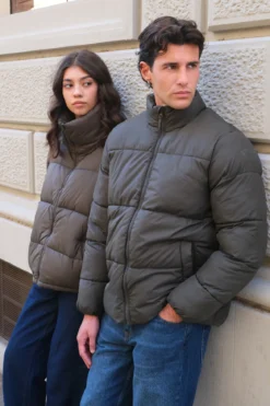 Kort Puffer Jakke - Oliven