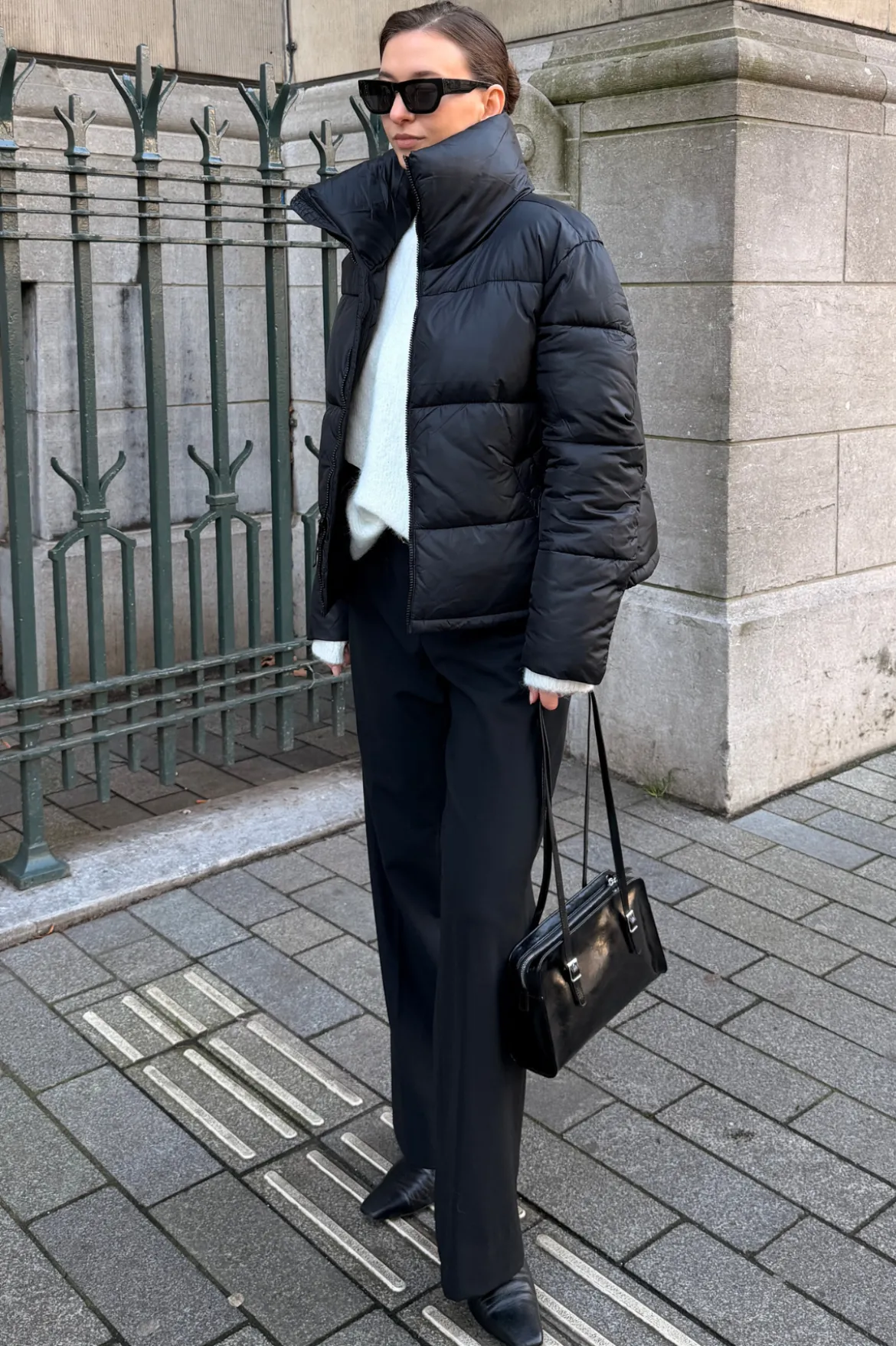 Kort Puffer Jakke - Sort