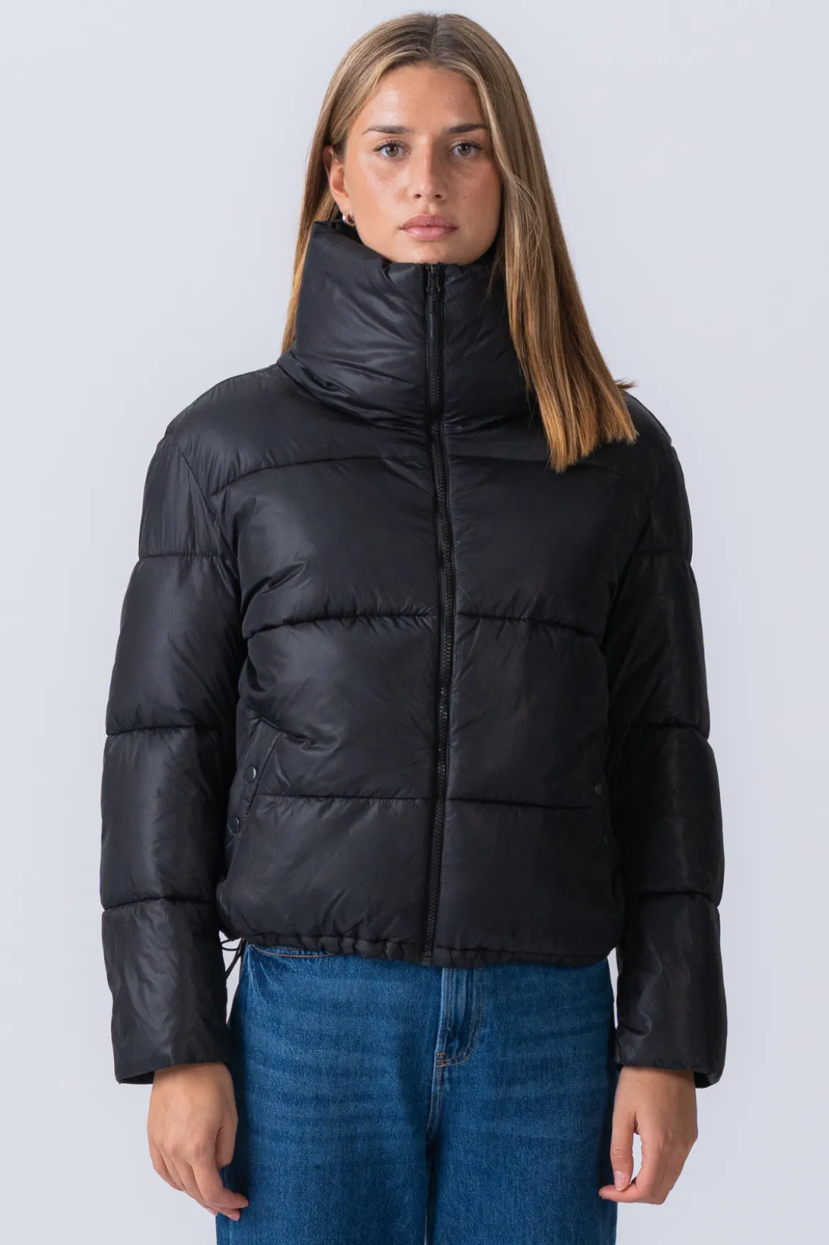 Kort Puffer Jakke - Sort