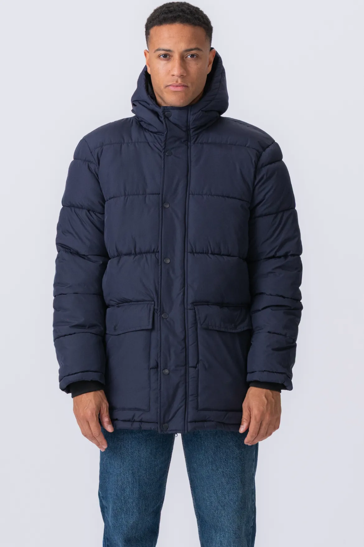 Lang Puffer Jakke - navy