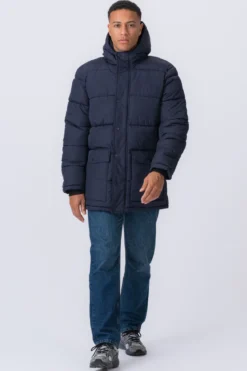 Lang Puffer Jakke - navy